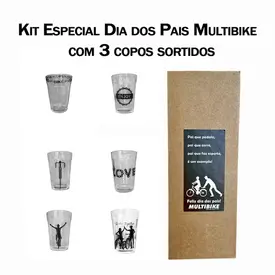 Kit 3 Copos Personalizados Dia dos Pais Mutlibike