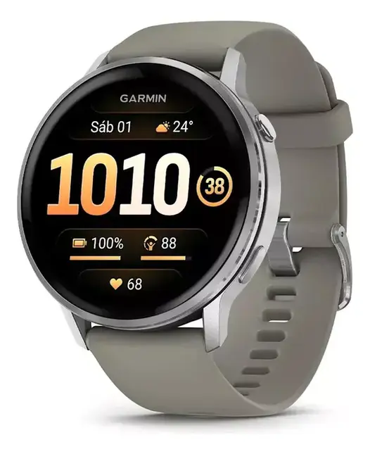 Smartwatch Gps Garmin Venu 4 Prata E Pulseira Cinza 45mm Prata