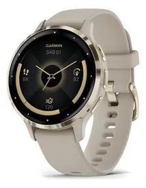 Relógio Garmin Venu 3s Stainless Steel Bezel - Bege/dourado